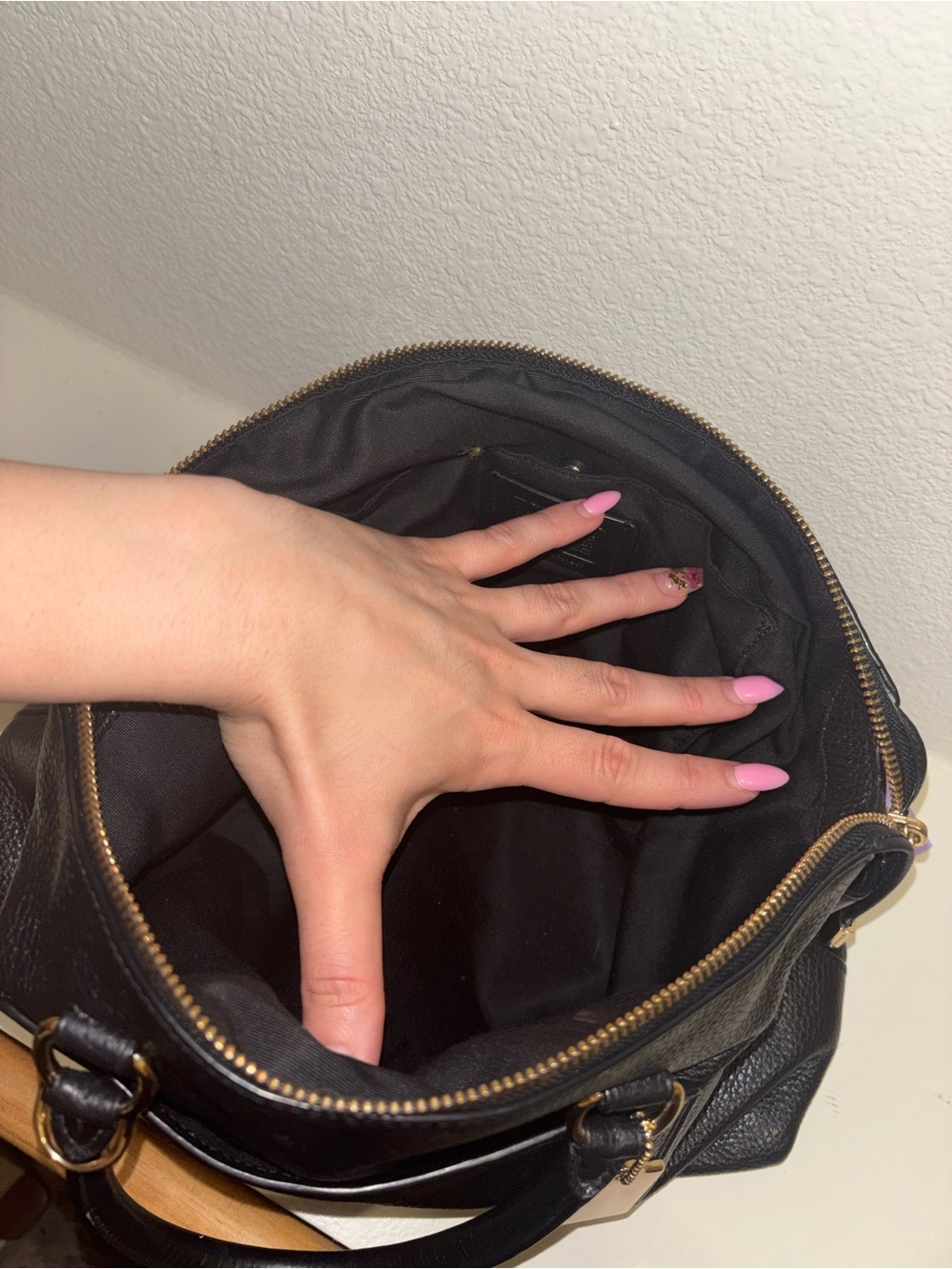 Coach Black Pebbled Leather Satchel with Gold Hardware - Picture 7 of 9